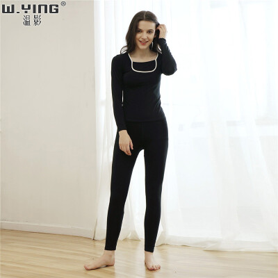 

W.YING spring winter warm long johns women cotton sweater female thermal underwear suits clothes sets