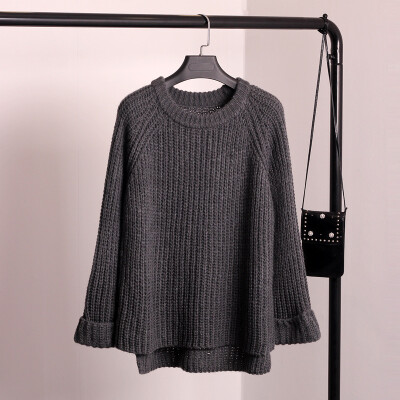 

Autumn and winter wild round neck sweater loose needle short paragraph sets of head sweater students wool jacket