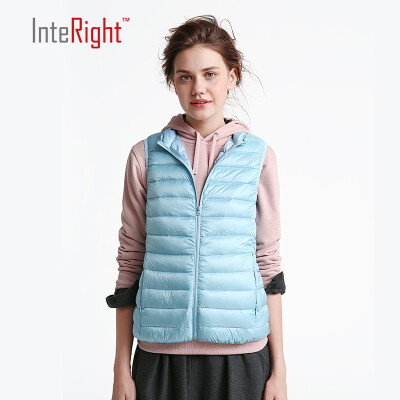 

INTERIGHT 90 white duck down lady collar ultra-light portable down velvet sky blue  code