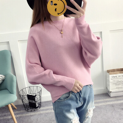 

Autumn and winter new word collar sweater solid color bat shirt jacket headset sweater sweater coat