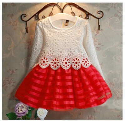 

Kids Baby Girls Dress Long Sleeve Lace Crochet Princess Party Tulle Tutu Dresses