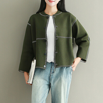 

City plus CITYPLUS 2017 autumn&winter new women&39s clothing wild sweater coat loose loose knit cardigan jacket CWWT179377 brown all