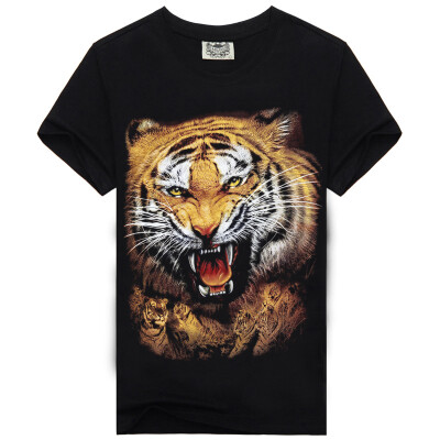 

Men's Black 3D Graphics Printed Rock Animal Pattern Short Sleeve T-Shirt Top Tee Shirt M-XXXL（Tiger）