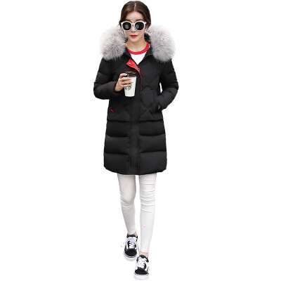 

2017 new fashion winter fur collar thick collar hooded women down jacket in the long section down jacket