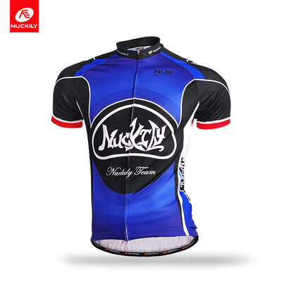 

NUCKILY Mens summer bike wear short sleeve digital print breathable cycling jersey