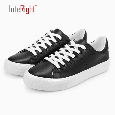 

Women 's fashion leather low - necked leather shoes black