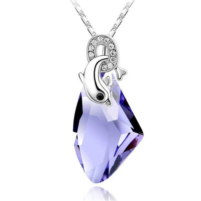 

Austrian Crystal Necklace Dolphin Pendant Women High Quality Red Rhinestone Fashion Jewelry Anniversary Gift 979