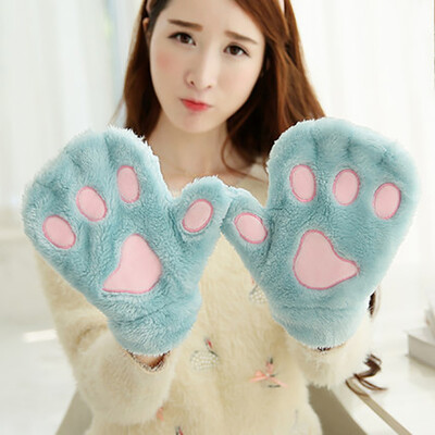 

Gloves winter cute half men and women thick winter warm cartoon claws plush winter