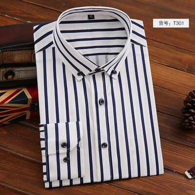 

Business Casual Men Long Sleeve Shirt Fashion Stripe Spring Autumn Silm Fit