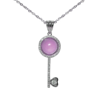 

JingTian jewelry S925 silver inset agate necklace girls collarbone chain key pendant