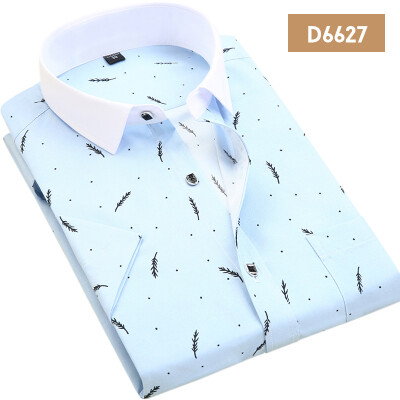 

Men Casual Shirt Fashion Short Sleeve Solid Color Summer Slim Printing