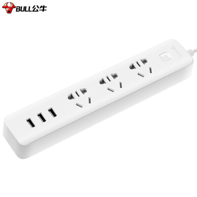 

Bull BULL GN-B403U new national standard smart USB socket plug plug row 3usb interface 3 hole full length 18 m with a protective door