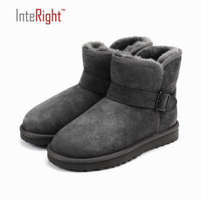 

INTERIGHT fur one warm low tube bare boots snow boots womens boots womens shoes gray 36