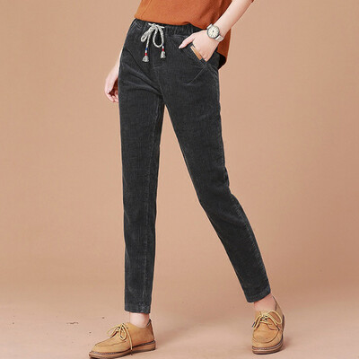 

City Plus CITYPLUS 2017 Winter New Women Corduroy Casual Pants Loose Relaxation Harlan Pants Pants CWKX179167 Dark Gray