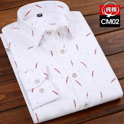 

Business Gentleman Youth Men Long Sleeve Shirt Spring Autumn Silm Fit Fashion Floral Printing