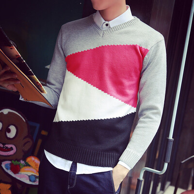 

2017 new casual knitting shirt men sweater V collar collar sweater as gift for men