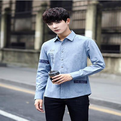 

2017 autumn new men's long sleeved shirt Slim tide men shirt