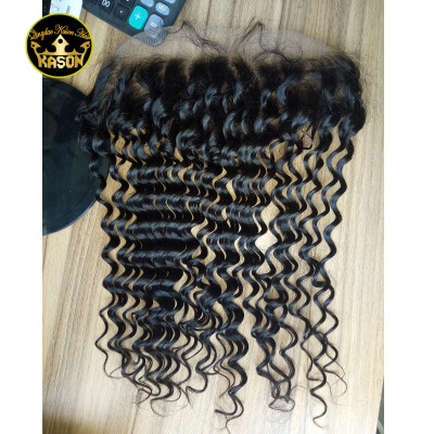 

8A Brazilian Deep Wave Lace Frontal Closure Brazilian Deep Curly Ear To Ear Lace Frontals With Baby Hair Human Hair Lace Frontals