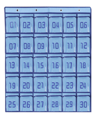 

Numbered Classroom Organizer Pocket Chart, Cell Phones Holder with Hooks for Calculators and All iPhones (36 Pockets, Blue