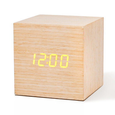 

Alarm Clock Student Sound Control LED USB Solid Wood Desk Clocks Digital Tempreture Display Light LED Alarm Clock Orange Clock