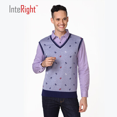 

INTERIGHT2017 autumn and winter sweater men warm underwear hooded sweater fake two pieces of gray pattern