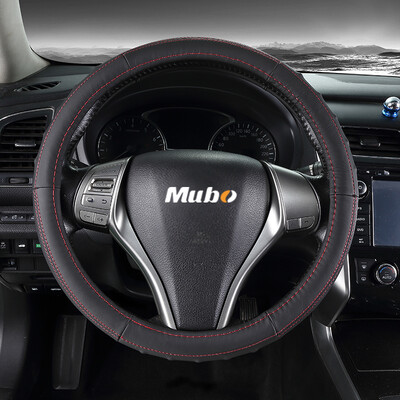 

MUBO classic solid color leather car steering wheel cover set Xuan Yi Bao Lai Fu Rui Scoluz breathable sweat-absorbent anti-skid WZS-1701 black red