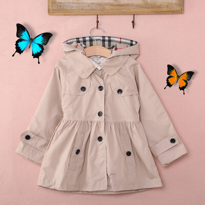 

Kids Girls Hooded Winter Clothes Fleece Outerwear Long Trench Wind Coat Jacket