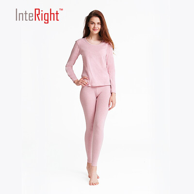 

INTERIGHT autumn clothing pants new warm round neck underwear suit orange XL