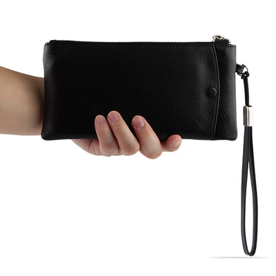 

AJIUYU Wallet Genuine Leather wallets Cowhide Zipper Lady Card Holder mens money bag Purse Mobile For iPhone 6 6s 7 Plus Case