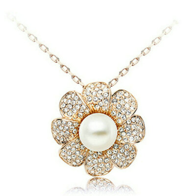 

Yoursfs® 18K Rose Gold Plated Pearl Flower Necklace 2014 New Arriavl Fashion Jewelry