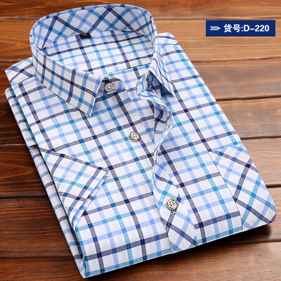 

Casual Men Shirt Fashion Short Sleeve Stitching Color Spring Summer Slim