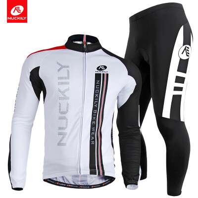 

NUCKILY Men's Spring/Autumn sports apparel simple design long sleeve bicycle jersey and tight set