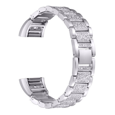 

ECSEM Bling Нержавеющая сталь ремешок для fitbit заряд 2 Смарт-часы замена Напульсники с кнопкой раскладывающаяся застежка