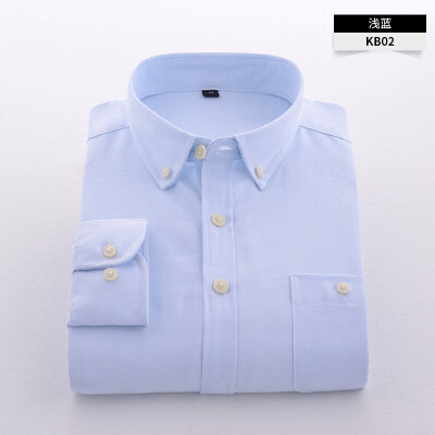 

Business Casual Men Long Sleeve Shirt Spring Autumn Silm Fit Cotton Stitching Solid Color Oxford Textile