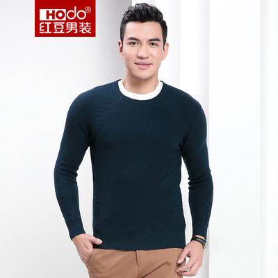 

Red beans Hodo men's sweaters men's fashion ribs solid color Slim round men's sweater G1 green 180 / 96A