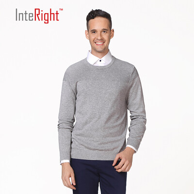 

INTERIGHT cotton net color dark jacquard round neck men sweater gray XL code