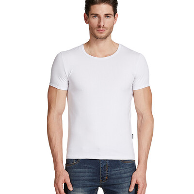

Playboy PLAYBOY Fashion Lycra Cotton Round Neck Mens Bottoming Short Sleeve Mens Single T-Shirt White
