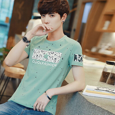 

Summer short - sleeved men 's T - shirt printed Slim summer half - sleeve trend as gift for men's