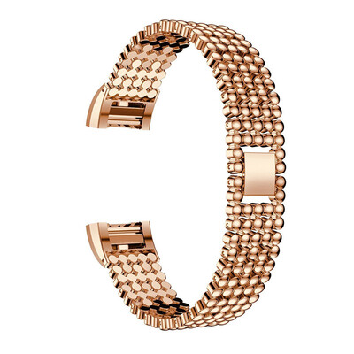 

ECSEM Replacement Metal Strap for Watch Band with Staninless Steel Bead Wearable Wrisband Bracelet