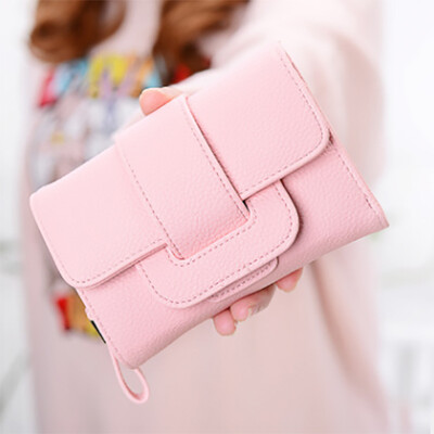 

2017 wallet female three fold short paragraph Korean version of the lychee pattern of women's change bit multi-function buckle wal