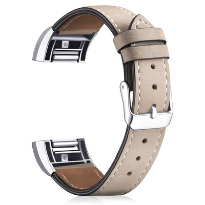 

ECSEM Genuine Leather Watch Bands for Fitbit Charge 2 Fitness Wristband 12 Colors Replacement Strap with Metal Buckle