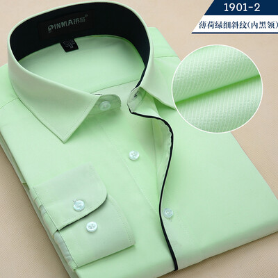 

Men Long Sleeve Shirt White Collar Fashion Profession Solid Color Spring Autumn