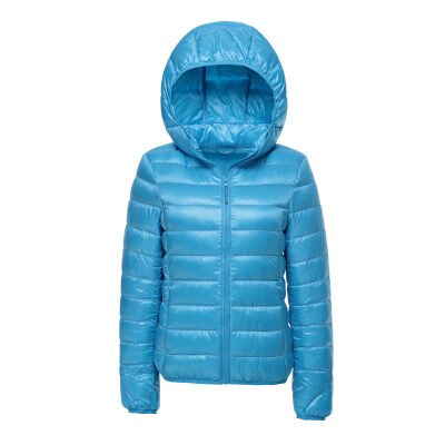 

2017 new winter women's ultra-thin down jacket short jacket coat hood size Slim