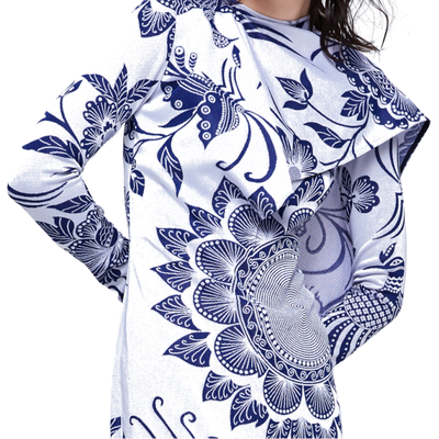 

Flower bird pattern batik white dress