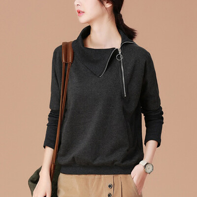 

City plus CITYPLUS 2017 autumn&winter new women&39s clothing wild sweater loose loose hedge long-sleeved T-shirt CWWY179352 gray