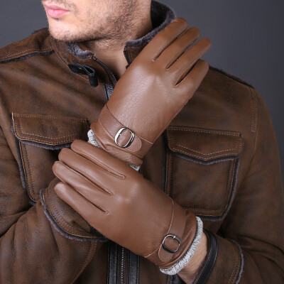 

Leather gloves with cotton gloves leather men's winter