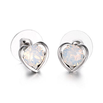 

Yoursfs Opal Earrings Stud for Women Heart Earring 18K White Gold Plated Fashion Jewelry