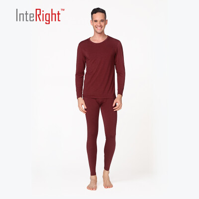 

INTERIGHT autumn and winter clothing Qiuqi men base round neck thermal underwear suit black L