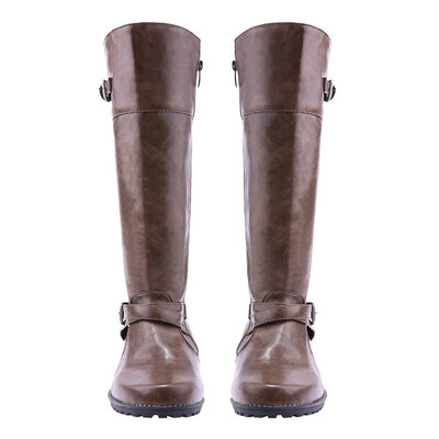 

New Winter Boots Martin boots Are All-match Belt Buckle In Long Black Color Plus Size 34-43