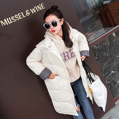 

Long section down jacket 2017 winter new students loose wild bread clothing large size cotton tide